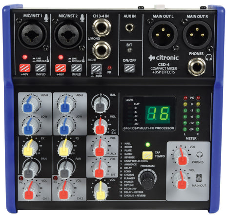 CSD Compact Mixers with BT wireless and DSP Effects CSD-4 Compact Mixe