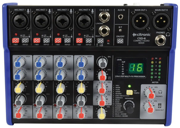 CSD Compact Mixers with BT wireless and DSP Effects CSD-6 Compact Mixe