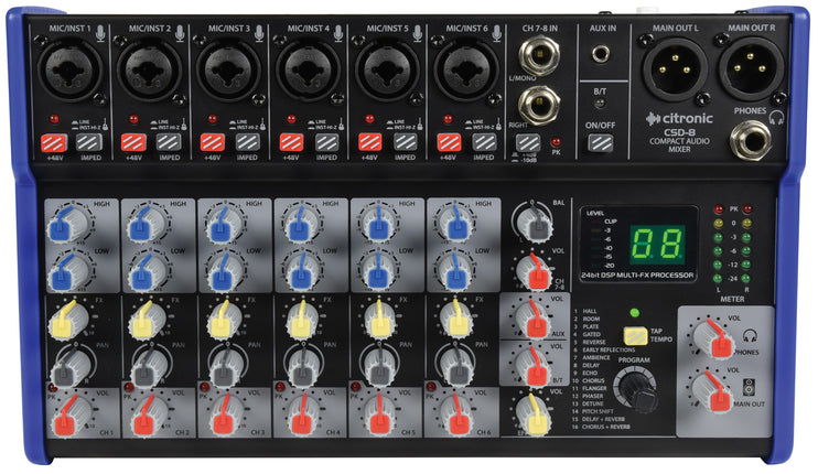 CSD Compact Mixers with BT wireless and DSP Effects CSD-8 Compact Mixe