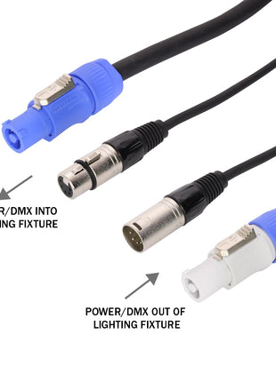 LEDJ 10m Combi 5-Pin DMXPowerCON Cable Lead