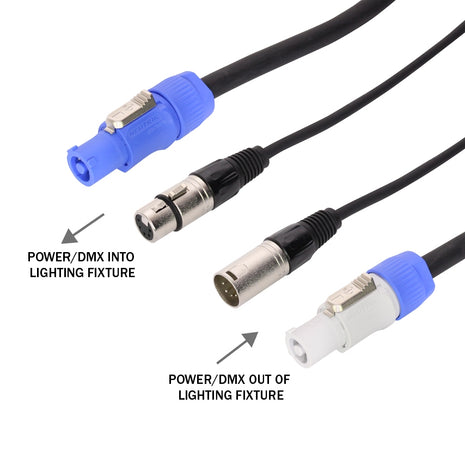 LEDJ 10m Combi 5-Pin DMXPowerCON Cable Lead