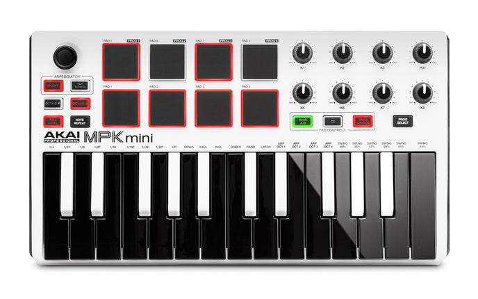 Akai MPK Mini Mk2 White - FREE 3 Month Serato Studio