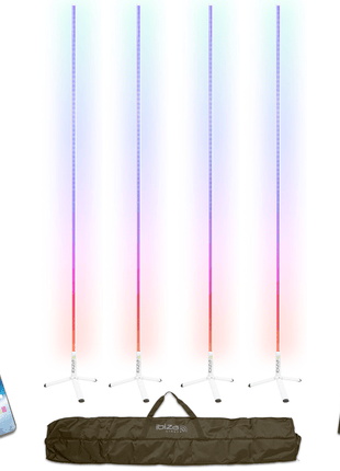 Ibiza Light Magic Colour Stick 1.8m (White) - 4 Pack