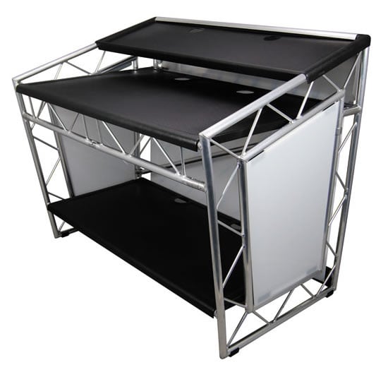 LITECONSOLE XPRS V2 Stand DJ en Aluminium Pliable et Personnalisable  (Habillage Blanc)