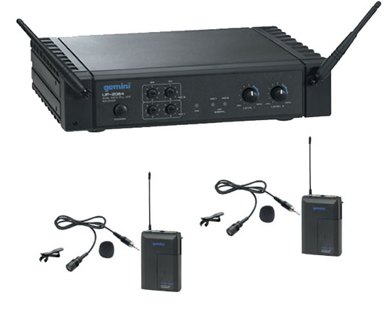 Gemini UF2064 Dual Lapel Radio Microphone System djkit