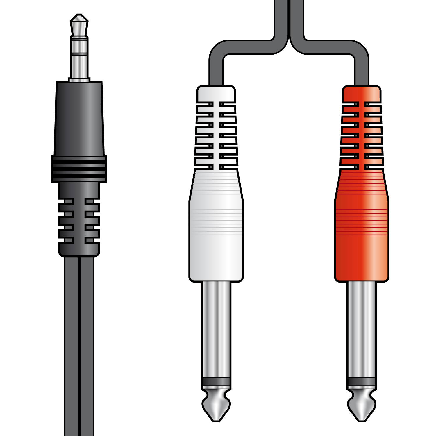 3.5mm Stereo Plug To 2 X 6.3mm Mono Plugs Lead 3.5mm Stereo Plug To 2 X 